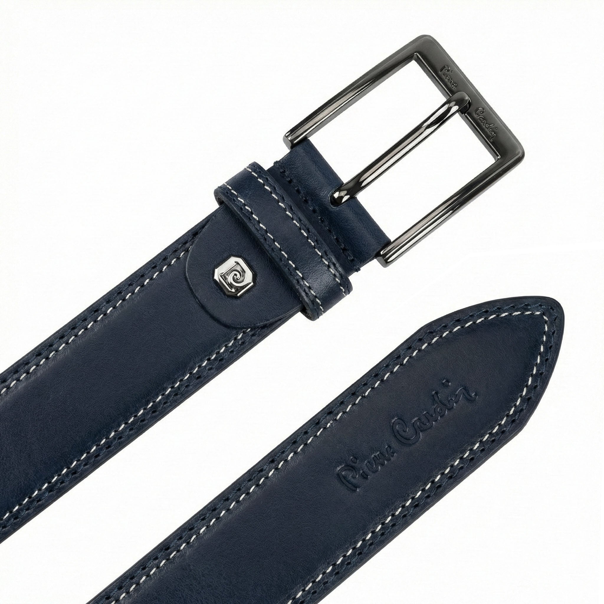 Men's leather belt Pierre Cardin 8055 BLU
