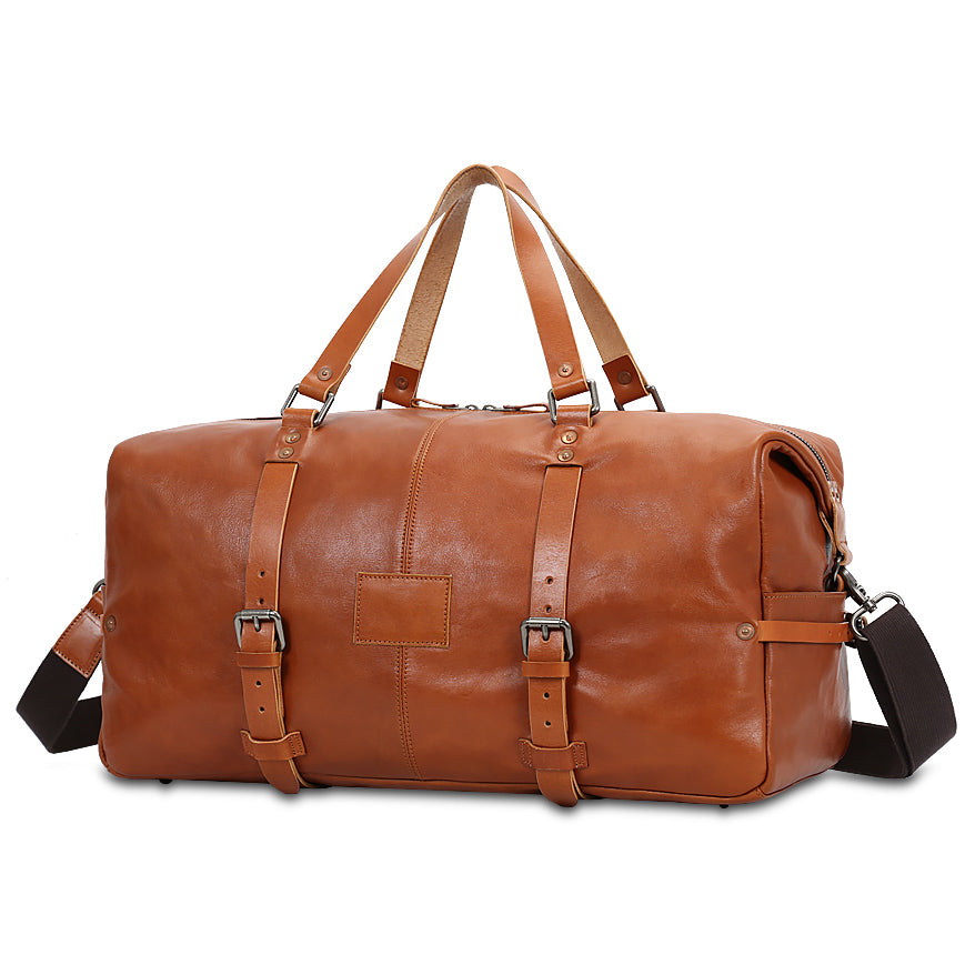 Bolsa de viaje de cuero marrón Valmio Raven