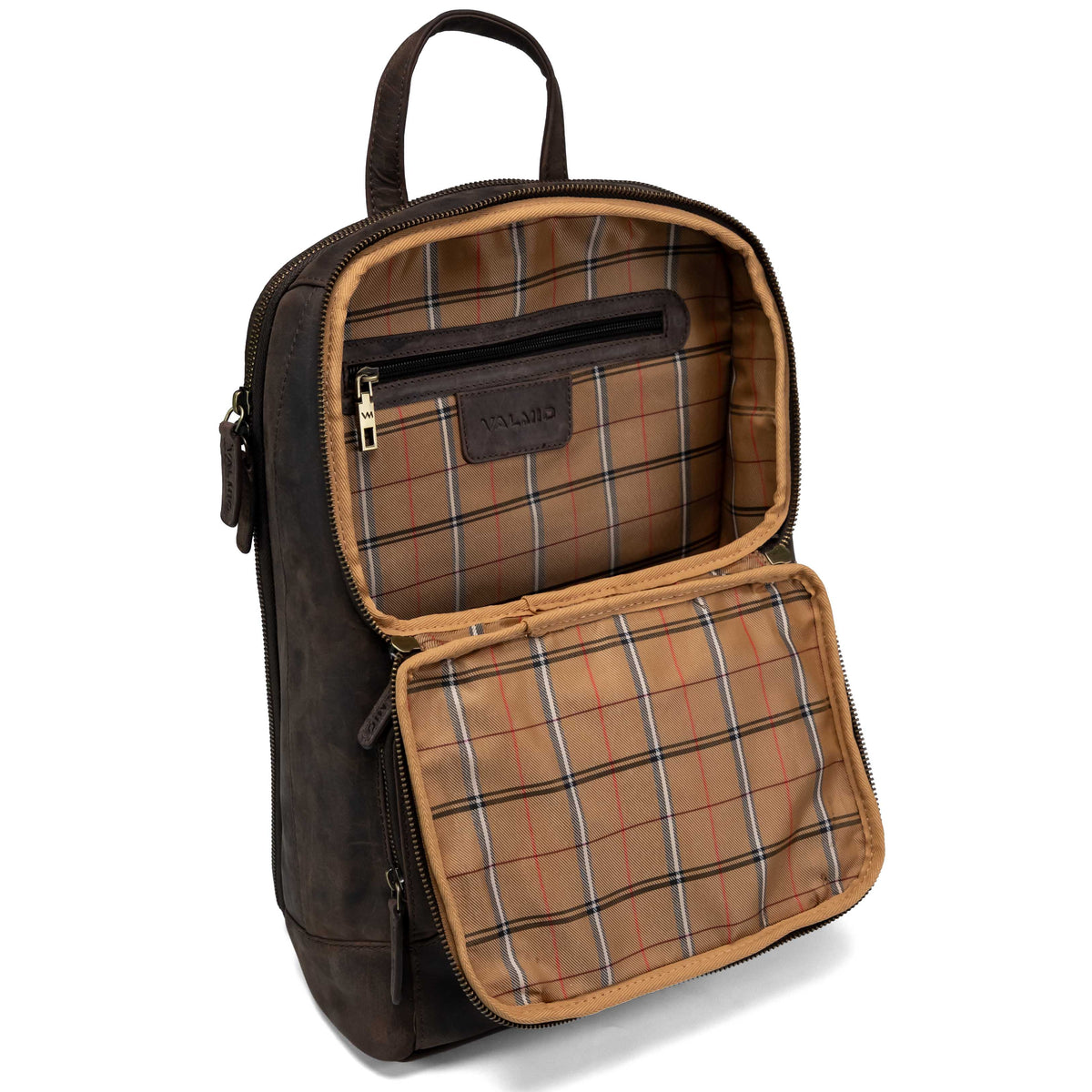 Mochila de cuero Valmio Apex marrón