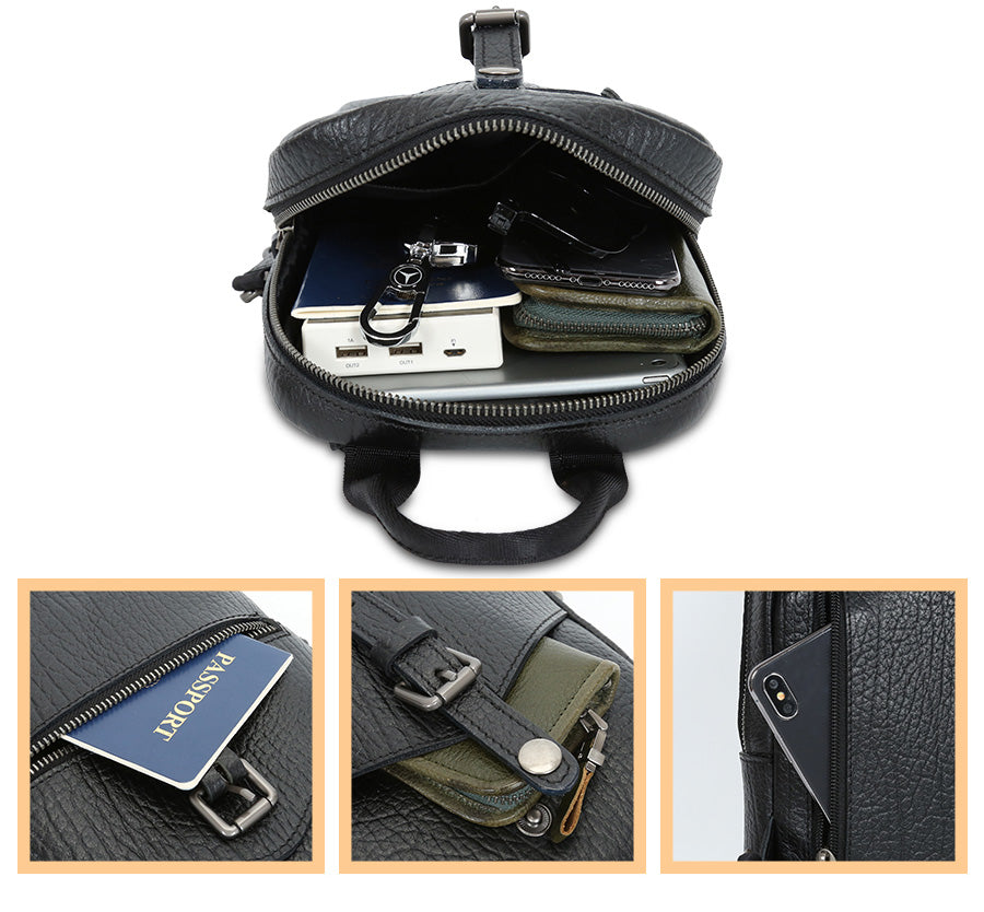Black Leather Crossbody Bag Valmio Varden