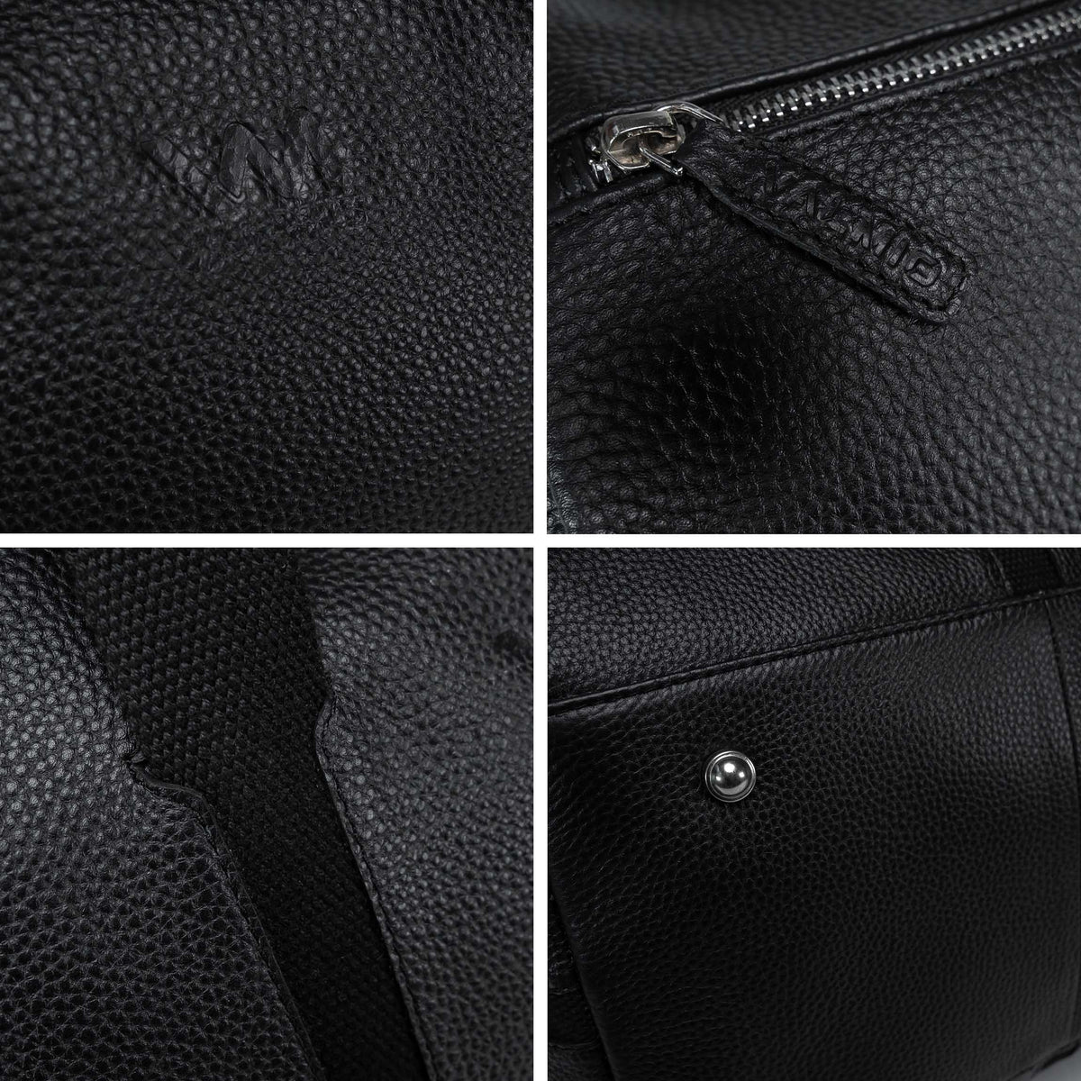 Valmio Comes Reisetasche aus Leder Schwarz