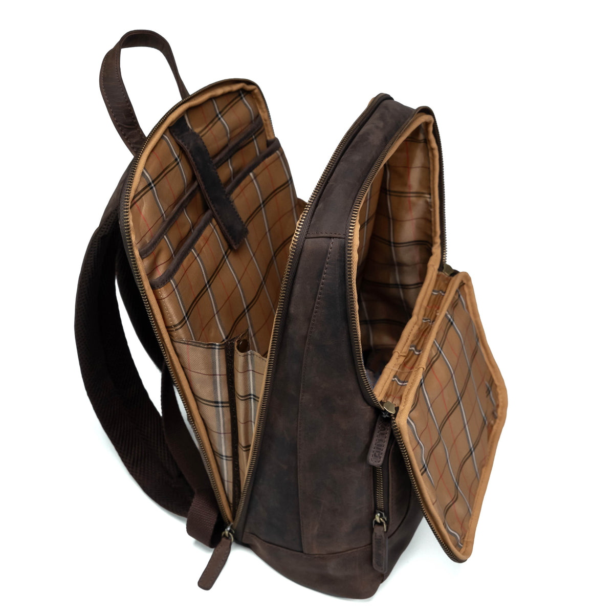 Mochila de cuero Valmio Apex marrón