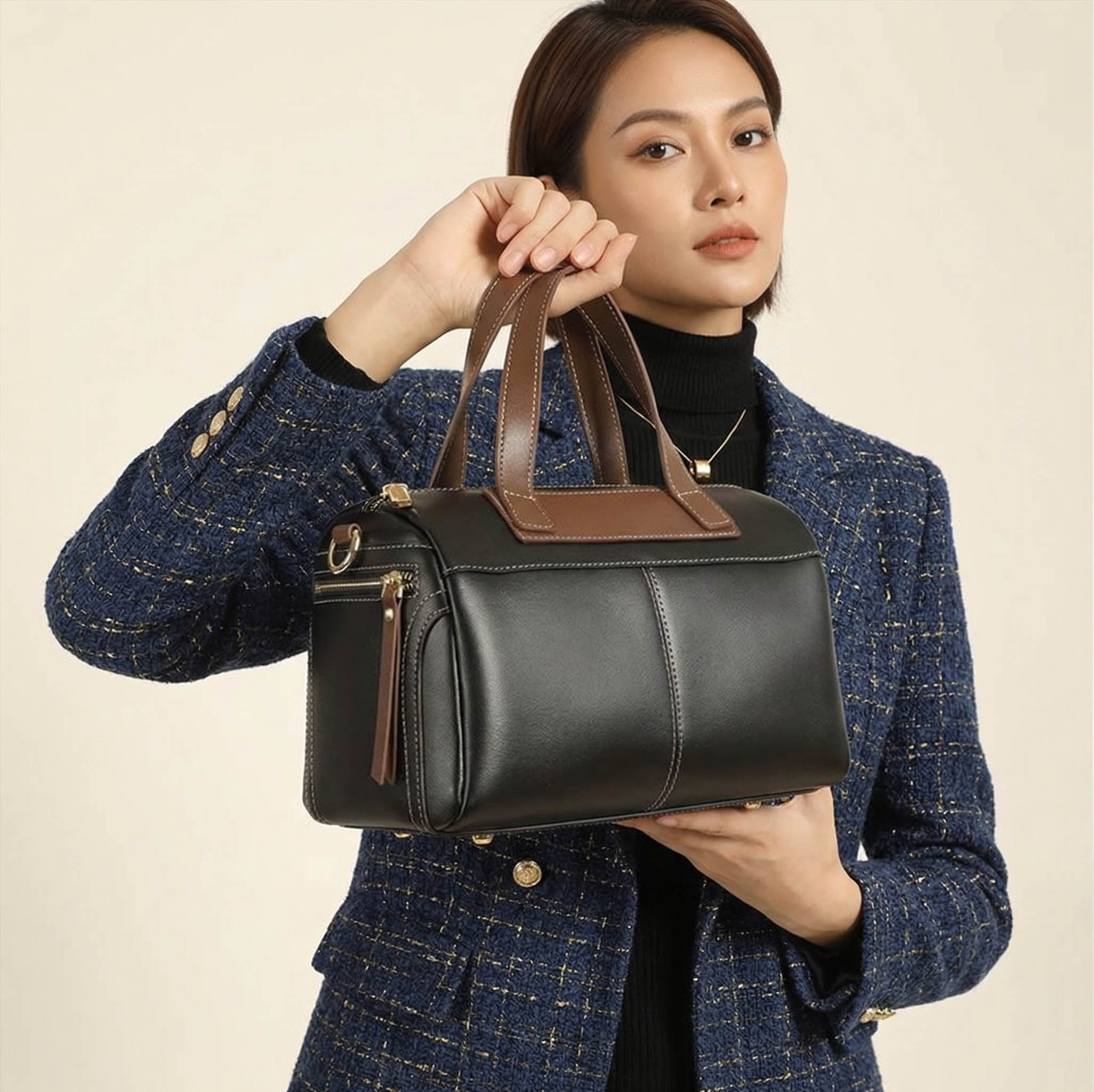 Valmio Talina Leather Women's Bag - Black