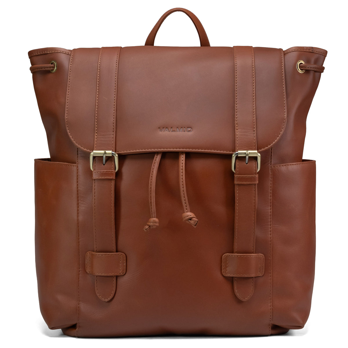 Valmio Noble Leather Backpack Dark Cognac
