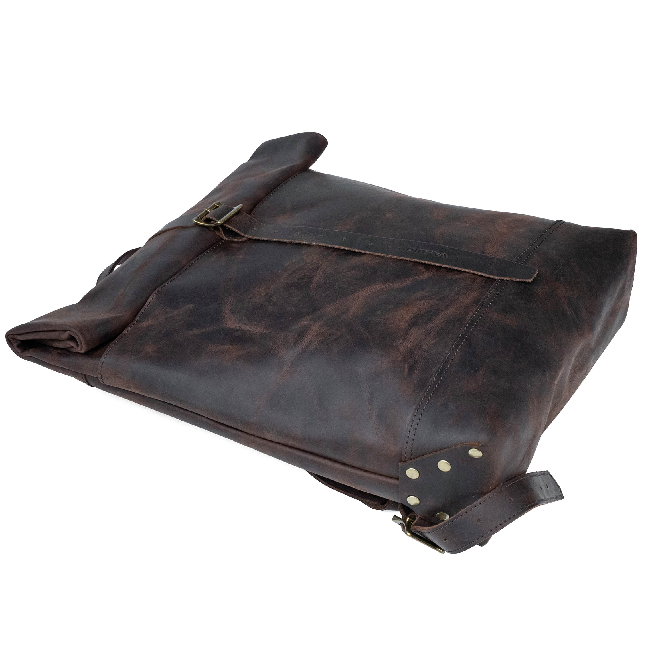 Valmio Astorsen Roll-Top Leather Backpack - CRB Brown