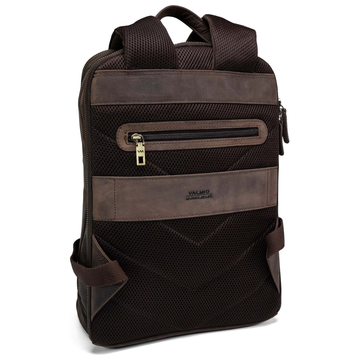 Mochila de cuero Valmio Apex marrón