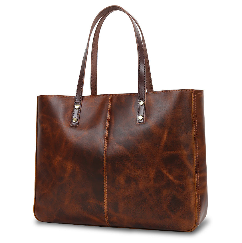 Brown Leather Shopper Valmio Aurelia