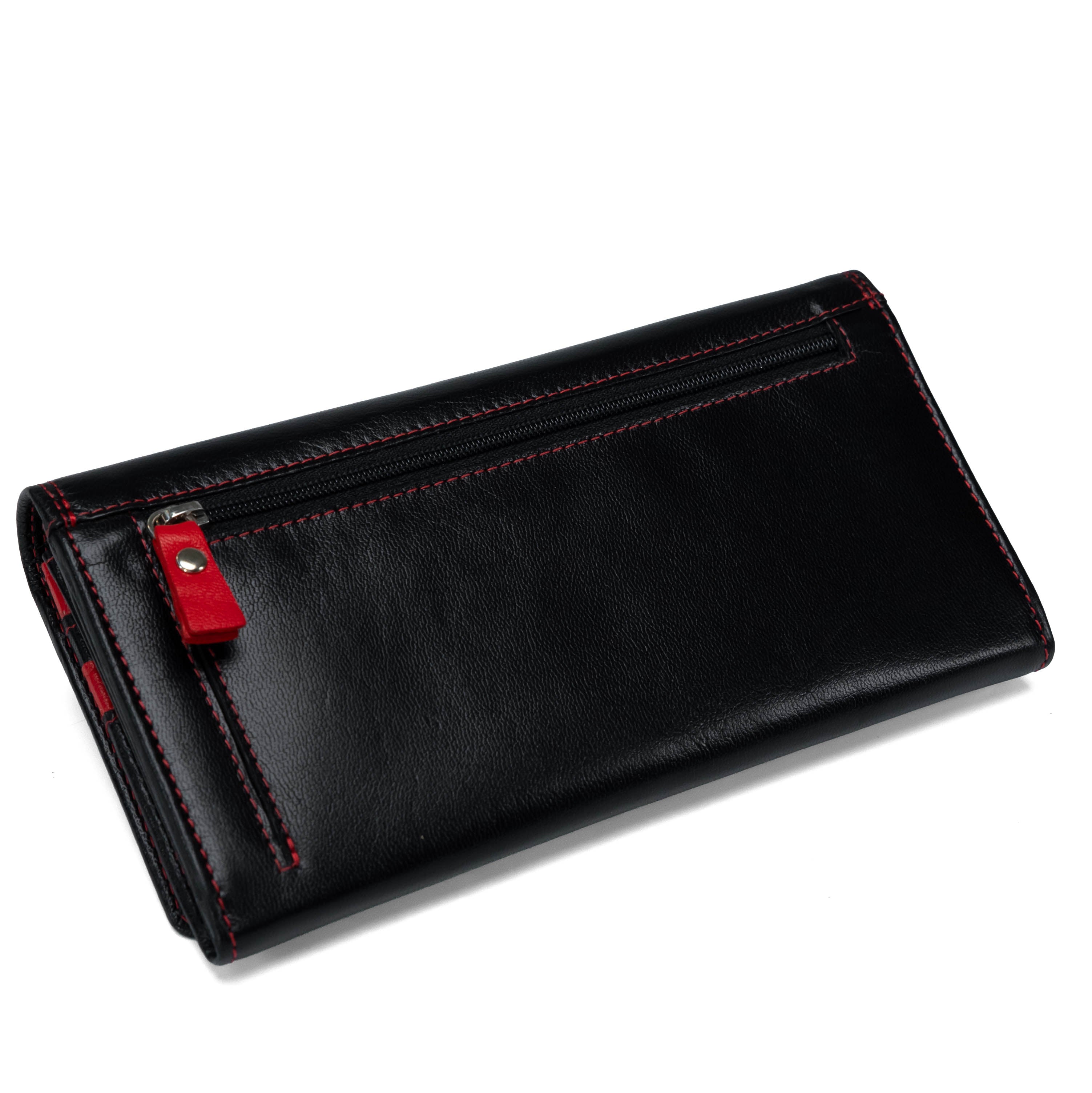 Leren damesportemonnee Valmio Benxi 2433 Zwart/Rood