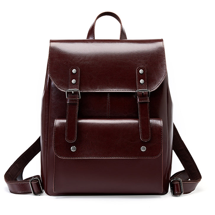 Valmio Delora Leder-Damenrucksack - Dunkelbraun