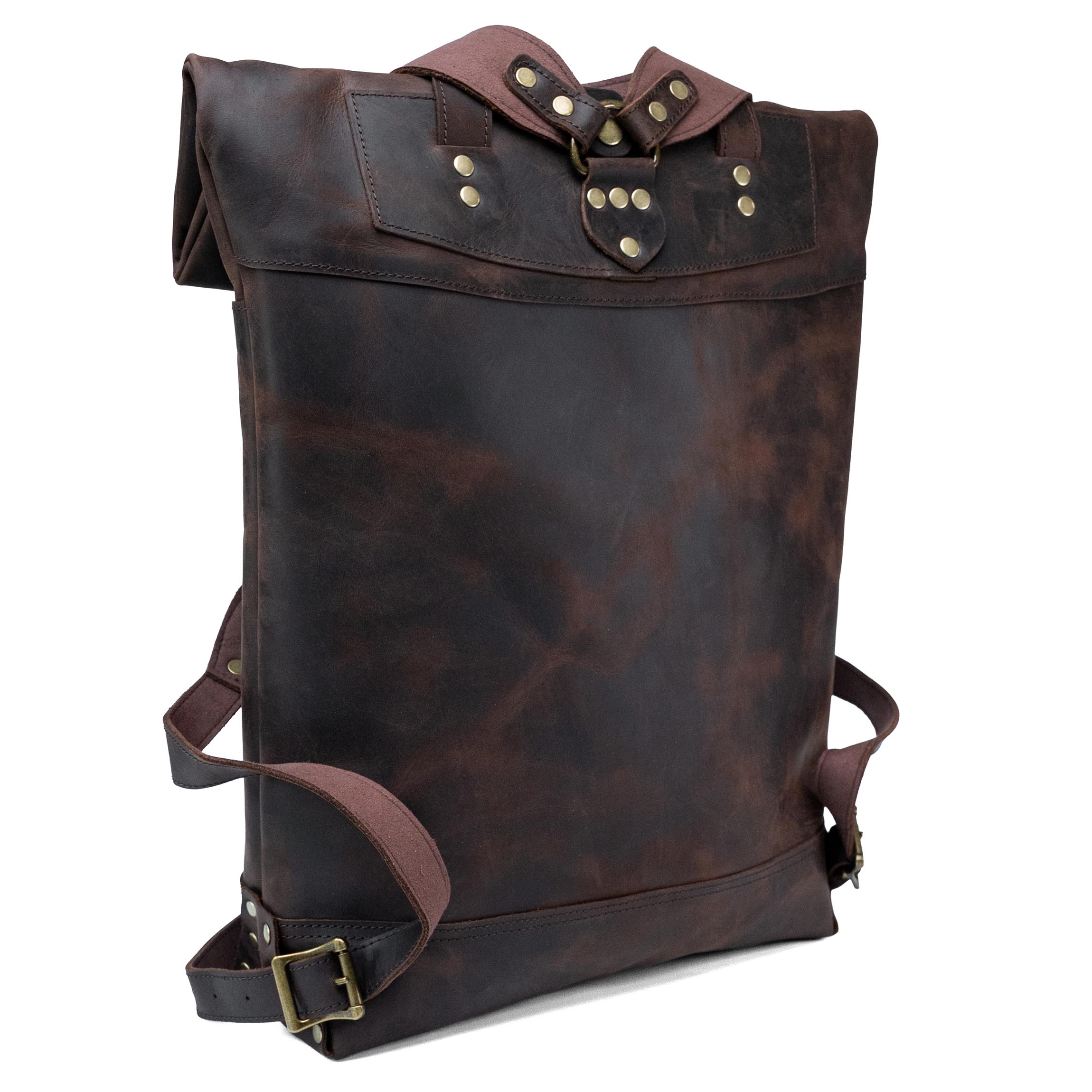 Valmio Astorsen Roll-Top Leather Backpack - CRB Brown