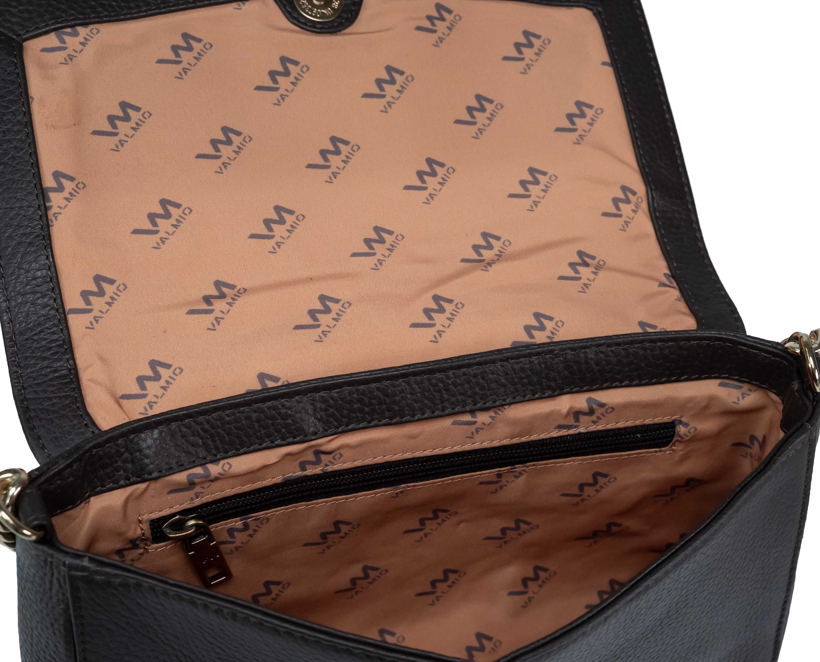 Bolso de mano de cuero para mujer Valmio Beau marrón oscuro