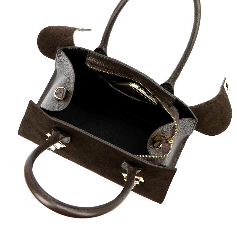 Bolso de mano de cuero marrón Luka 26-006