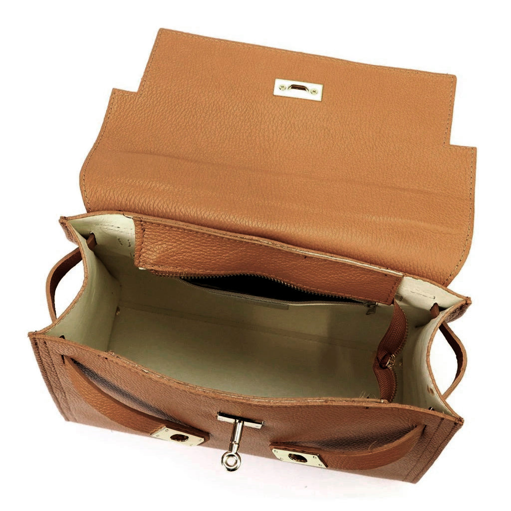 Sac à main en cuir Luka 24-059 Camel