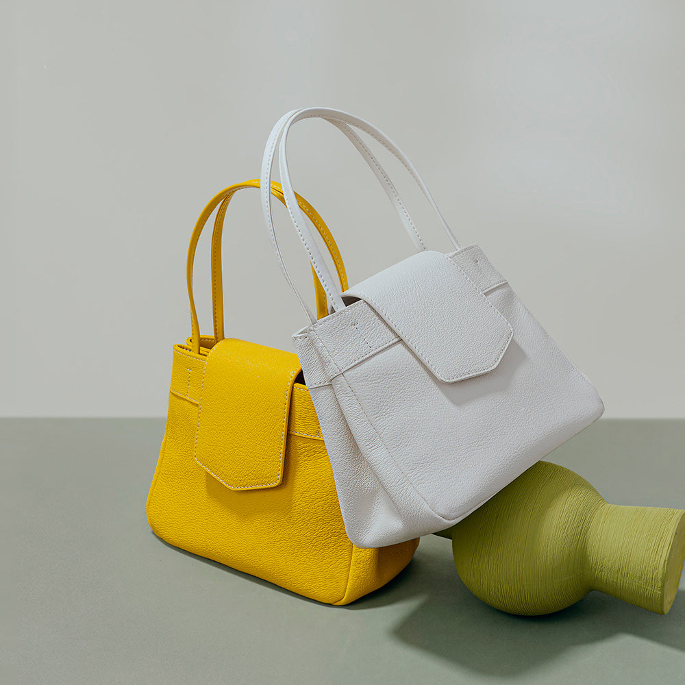 Sac à main pour femme en cuir Valmio Tirena - jaune