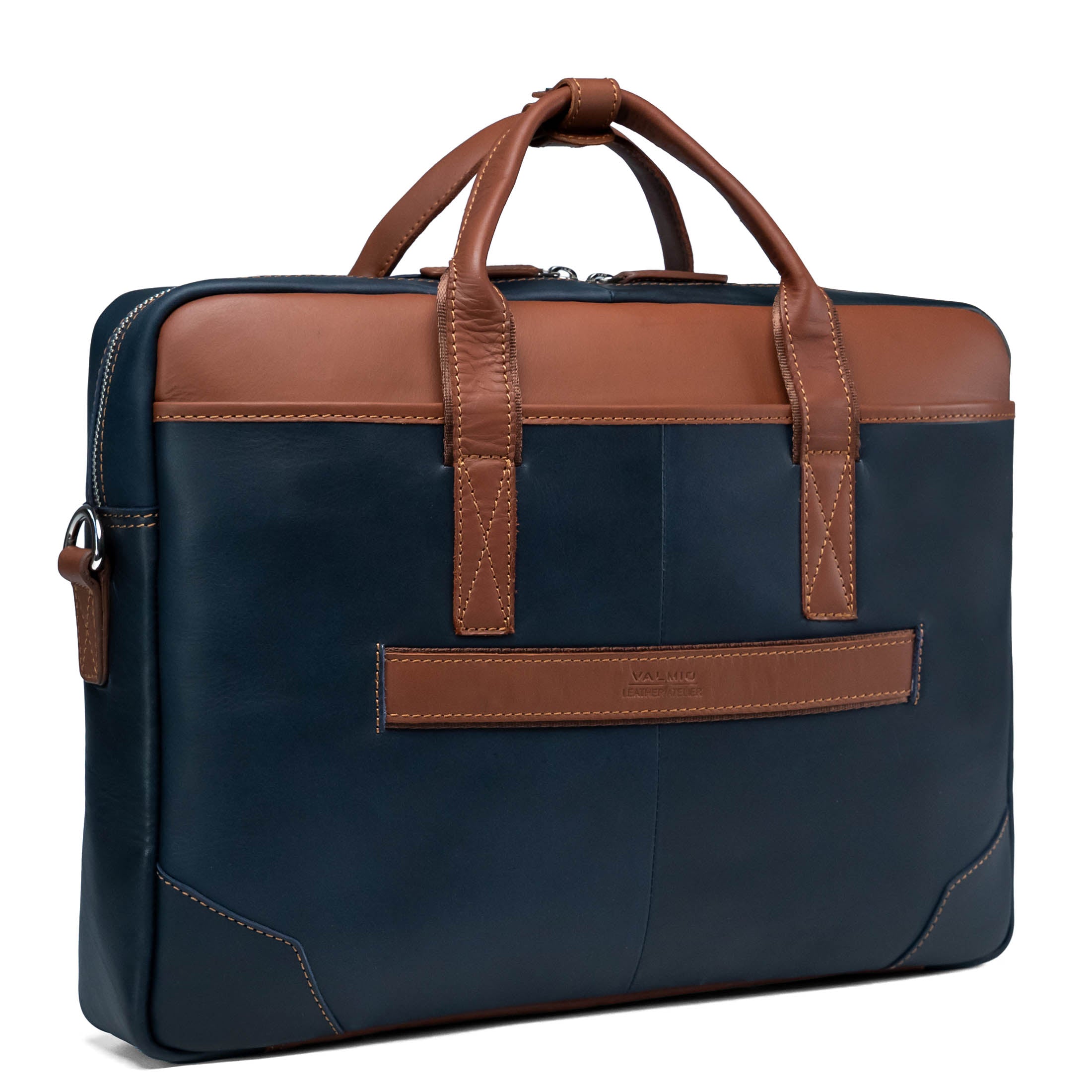 Blauwe Leren Laptop Tas Valmio Denton 2.0
