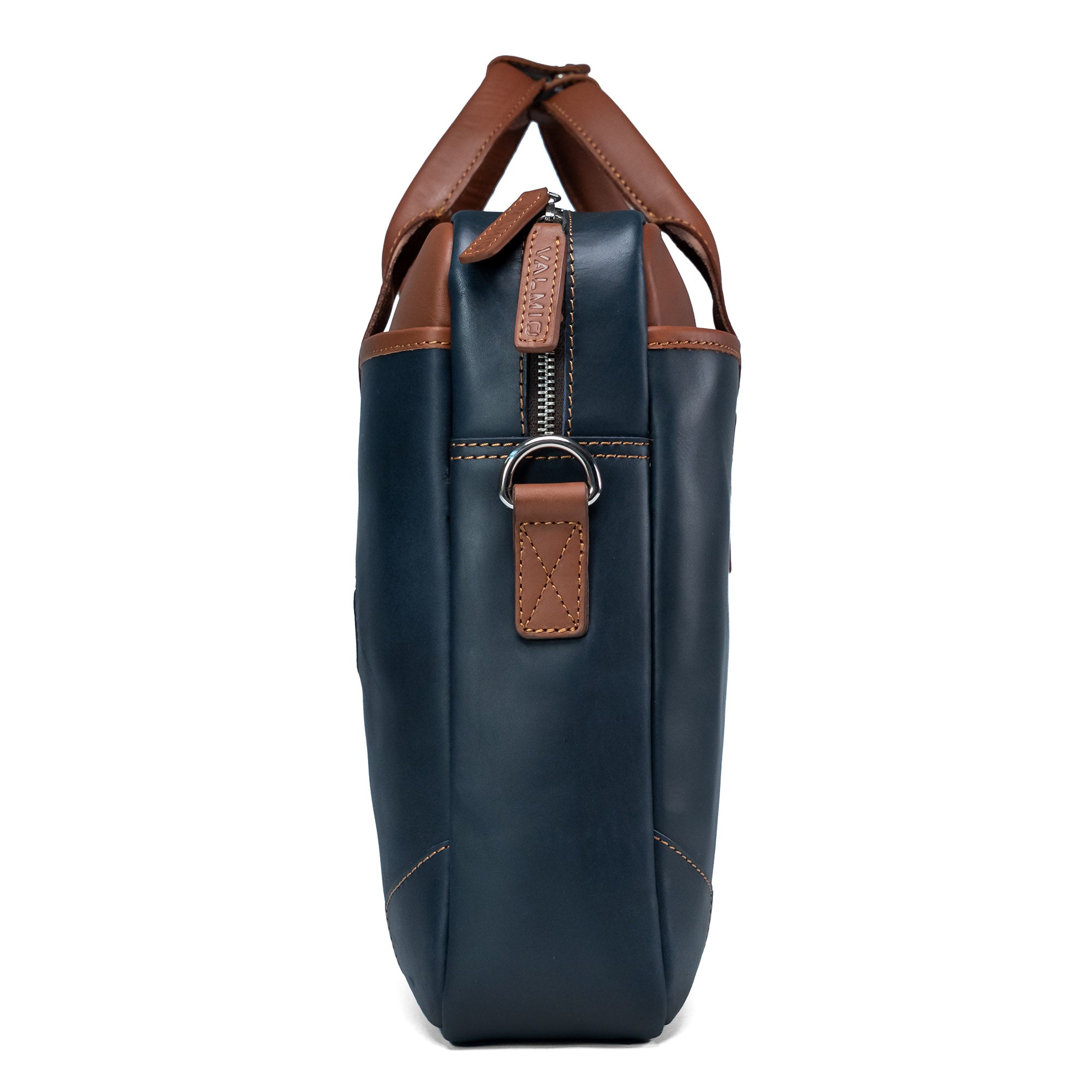 Blauwe Leren Laptop Tas Valmio Denton 2.0