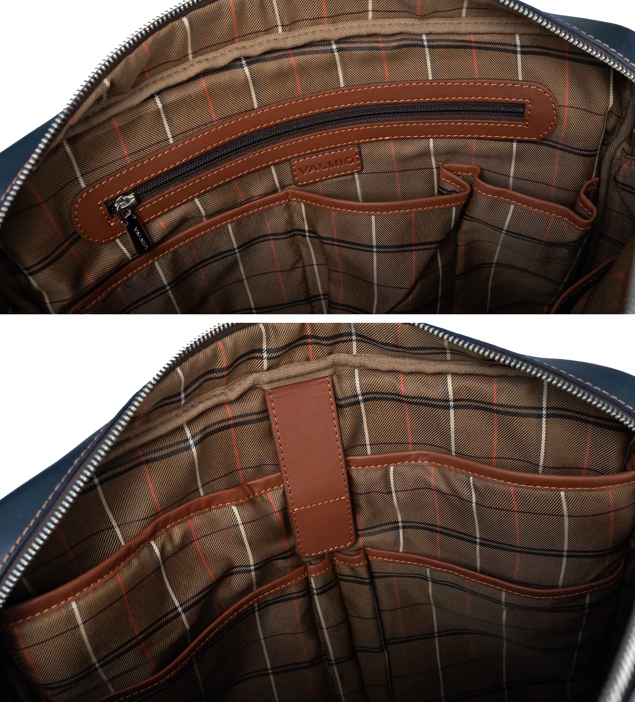 Blauwe Leren Laptop Tas Valmio Denton 2.0