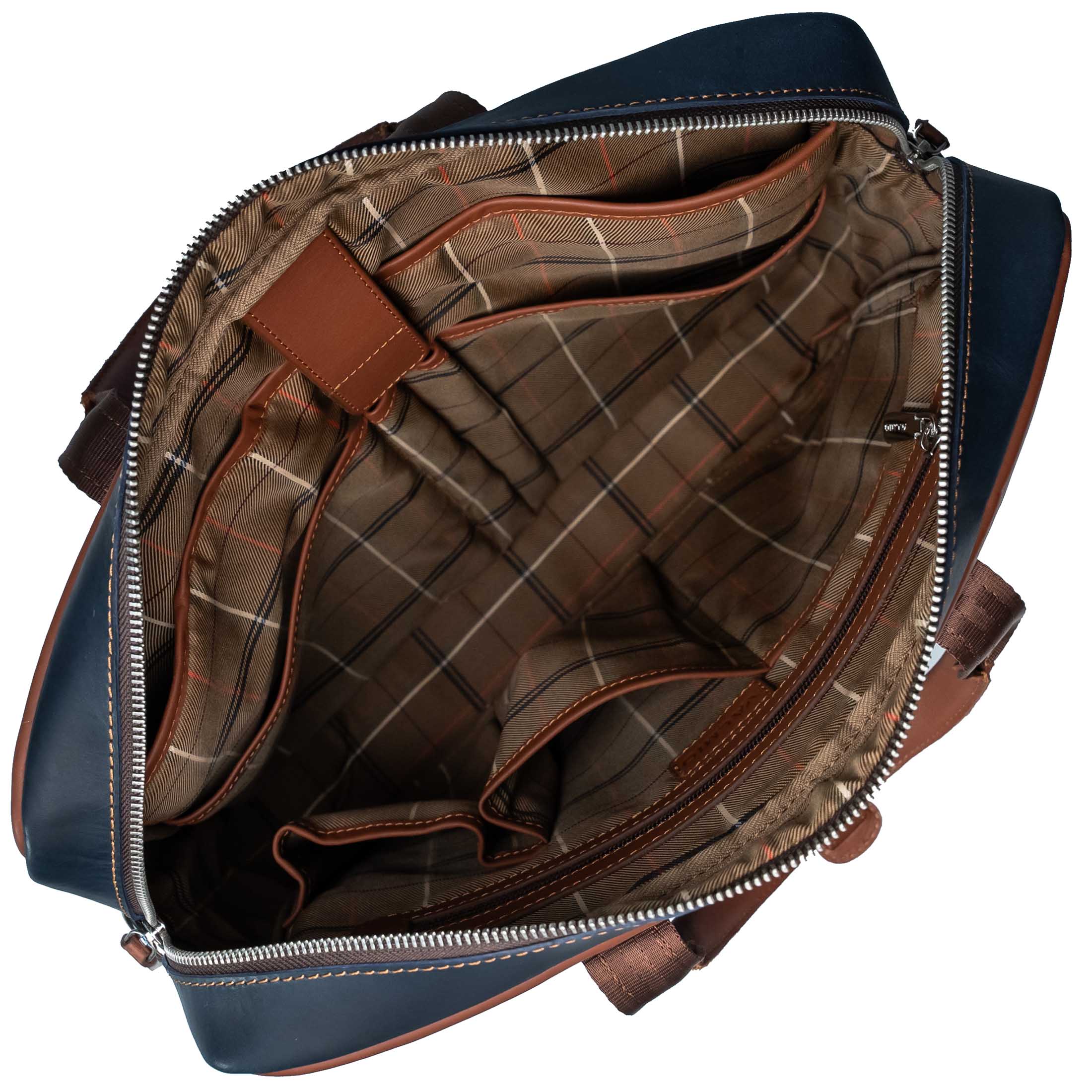 Blauwe Leren Laptop Tas Valmio Denton 2.0
