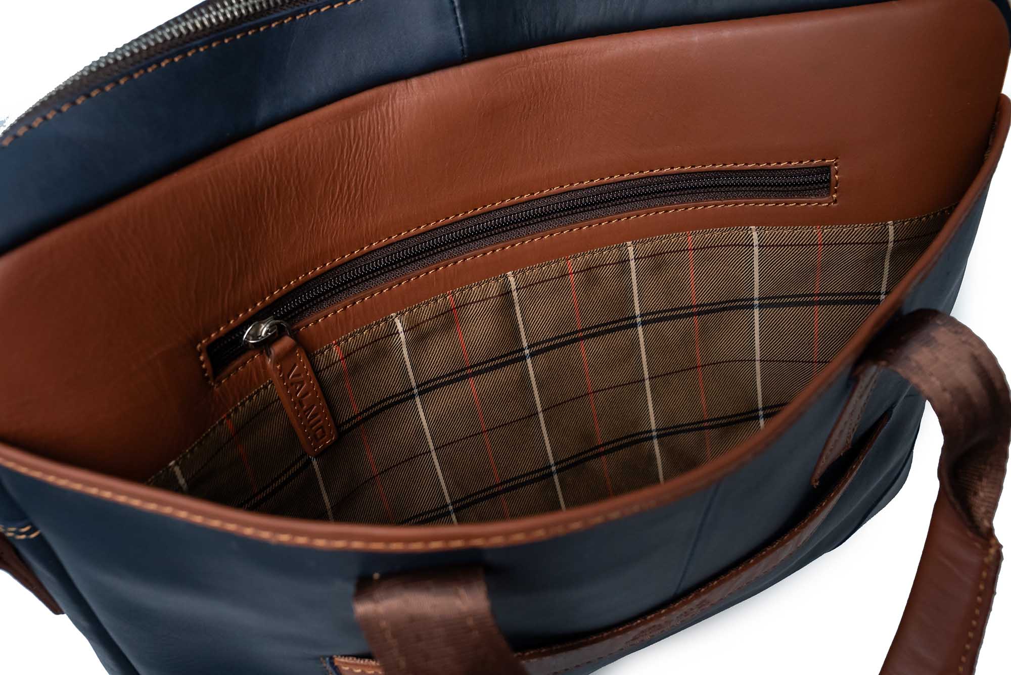 Blauwe Leren Laptop Tas Valmio Denton 2.0