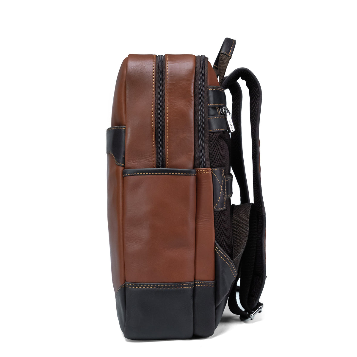 Mochila de piel plena flor marrón claro Valmio York 13L