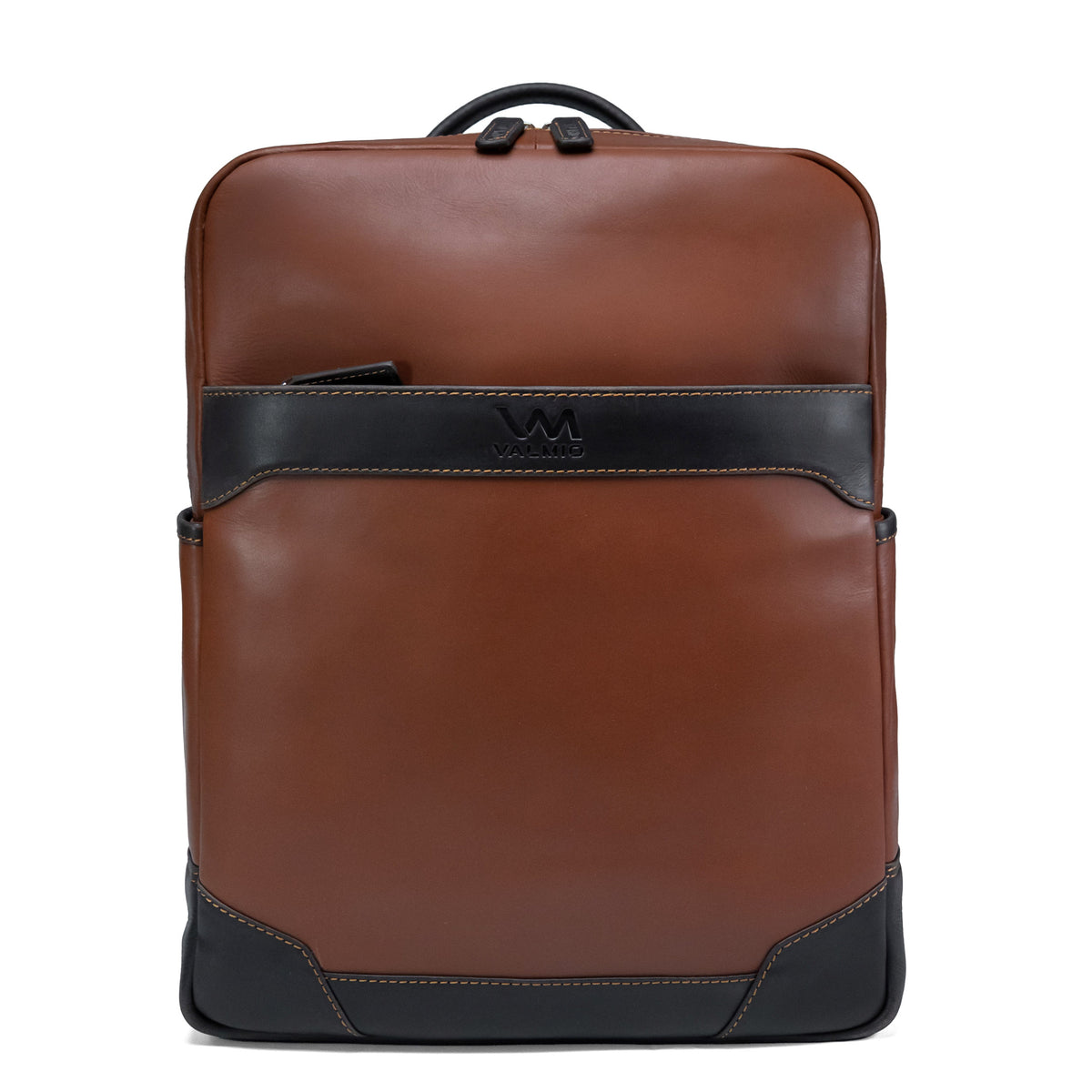 Mochila de piel plena flor marrón claro Valmio York 13L