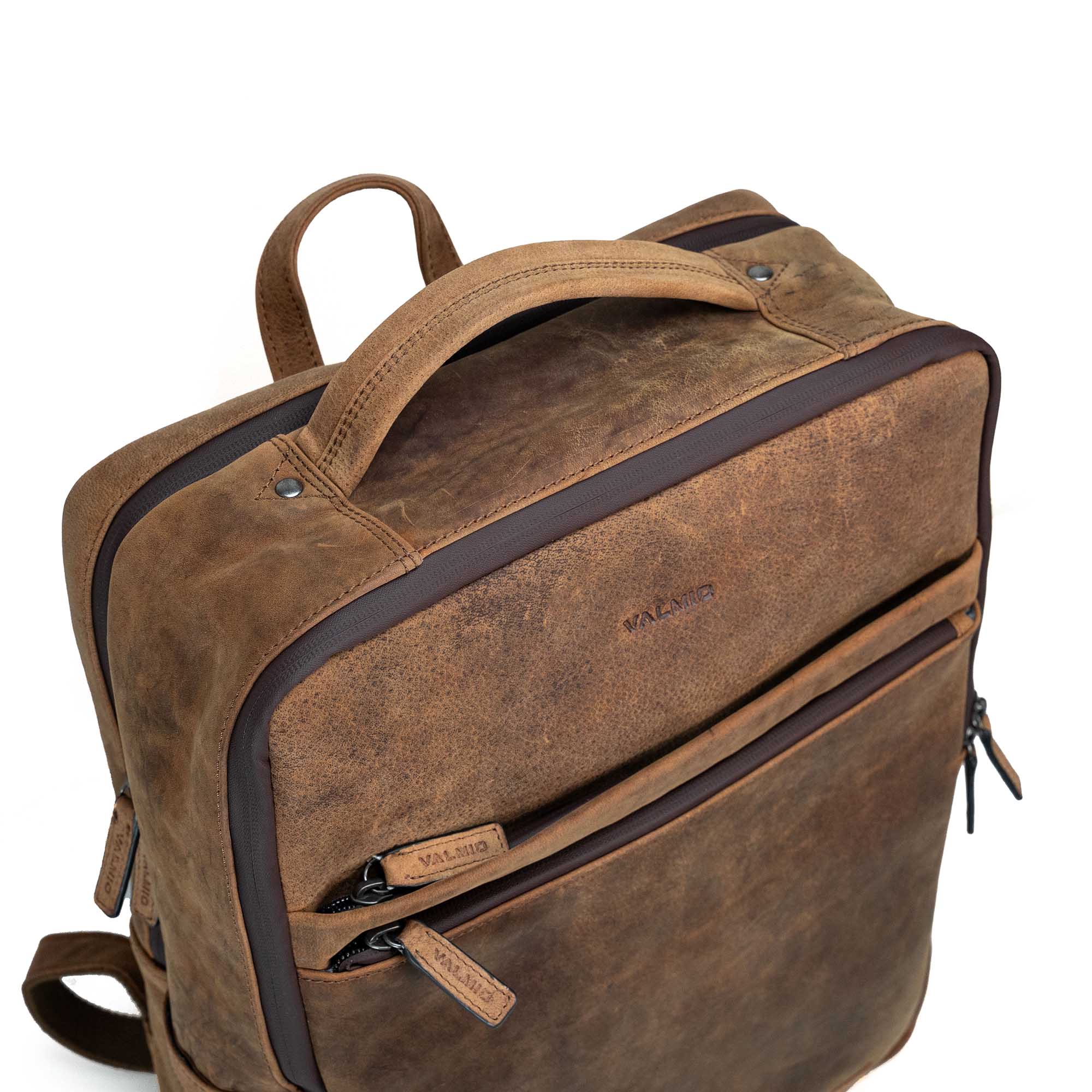 Leather Backpack Valmio Hunter