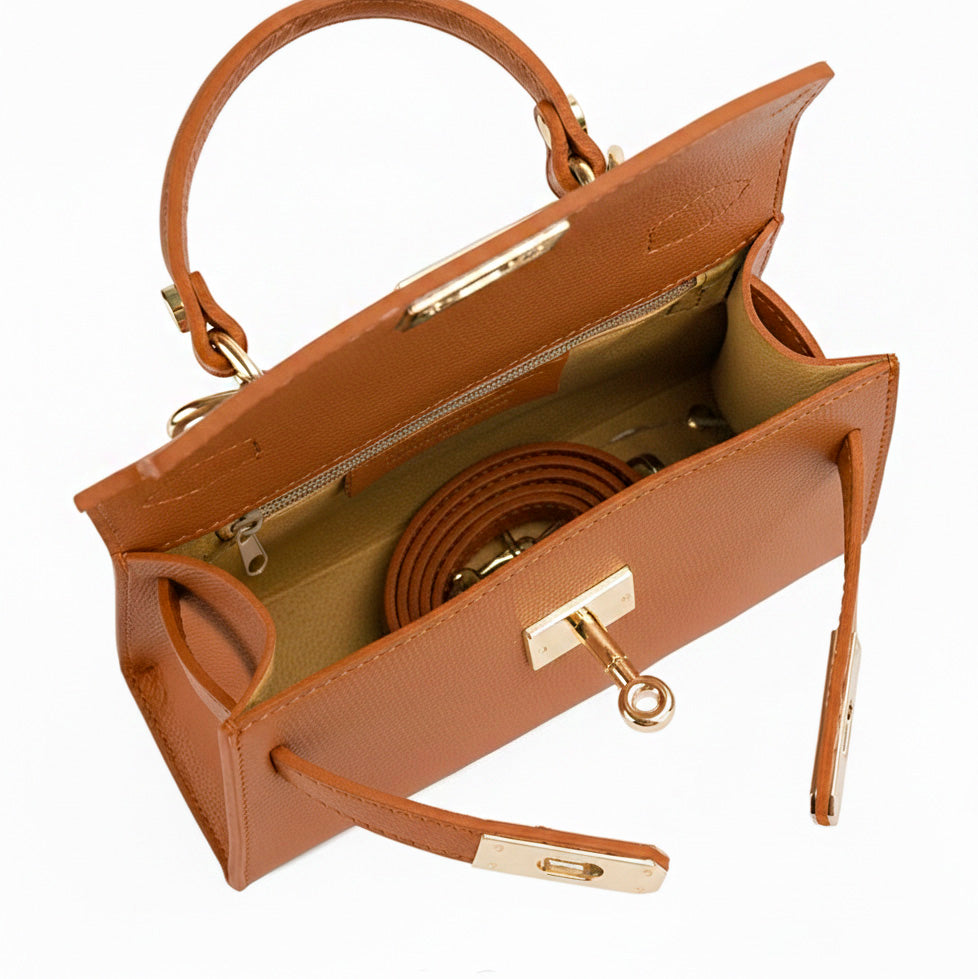 Leather women's handbag LUKA 24-002 CAMEL