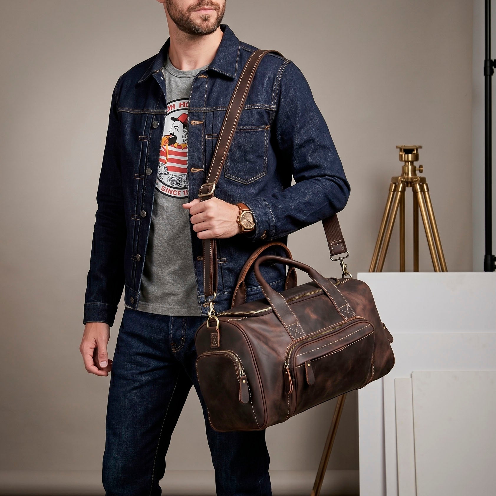 Sac de voyage week-end Valmio Como – brun foncé