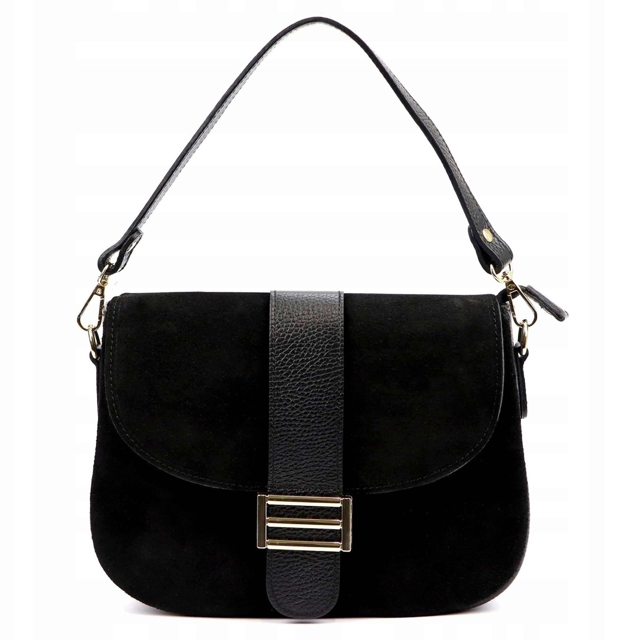 Bolso de mano de cuero negro Luka 26-001