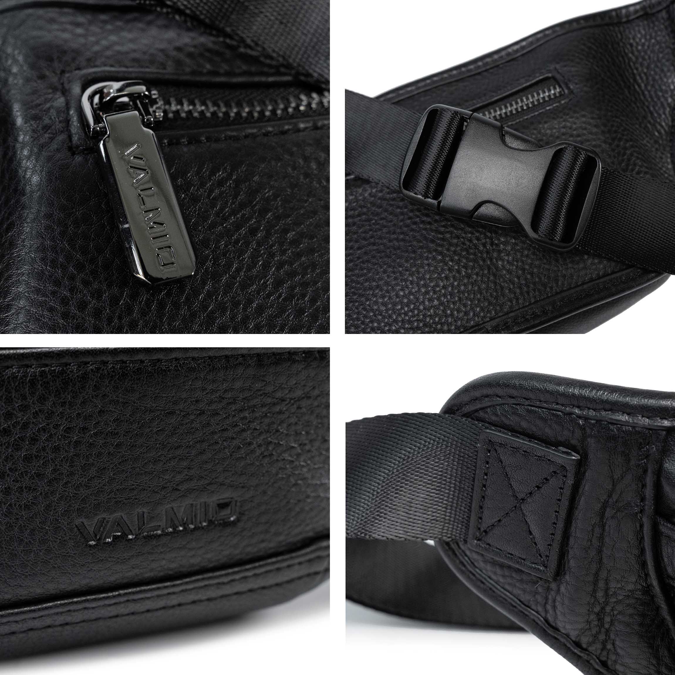 Valmio Stilor schwarze Herren Leder-Gürteltasche