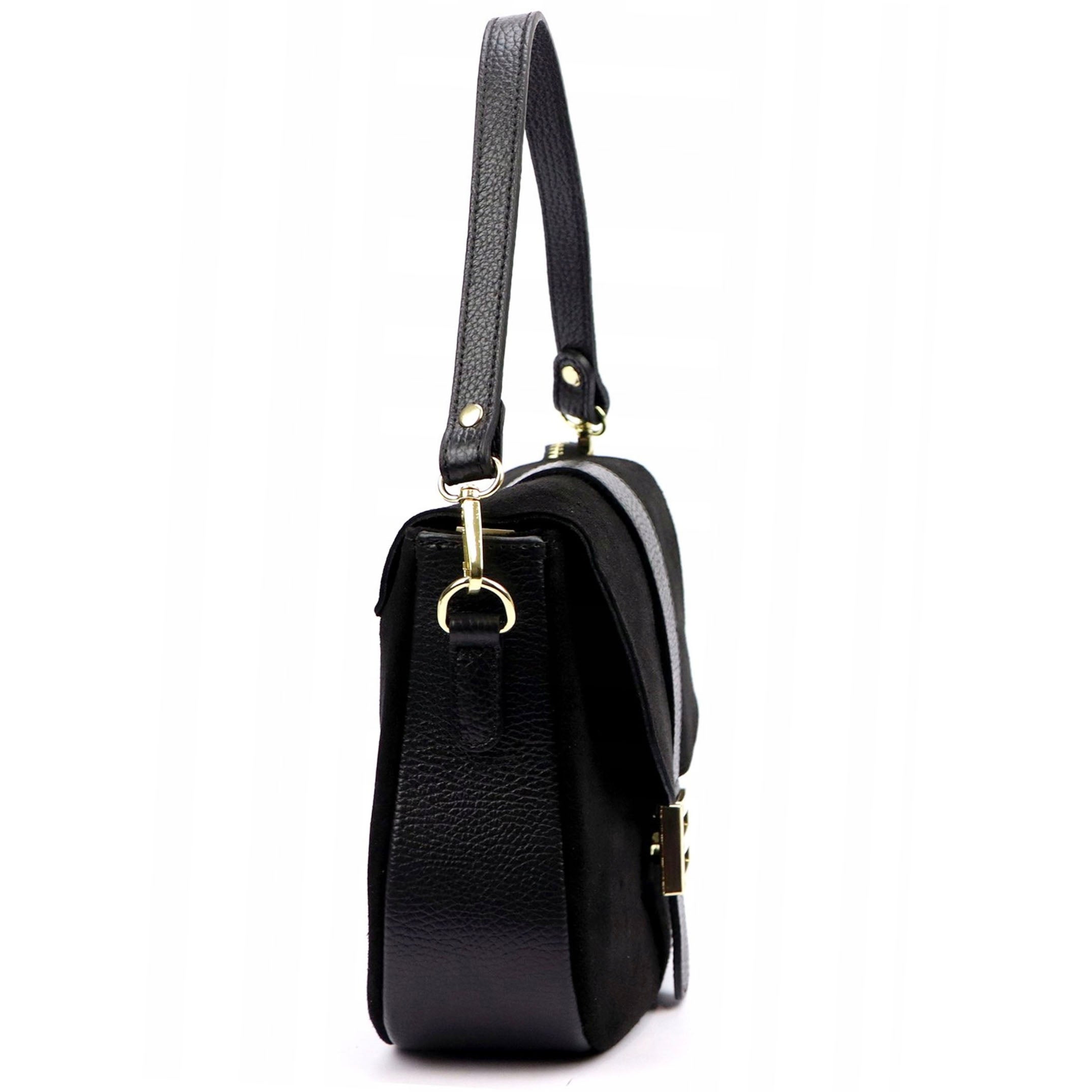 Bolso de mano de cuero negro Luka 26-001