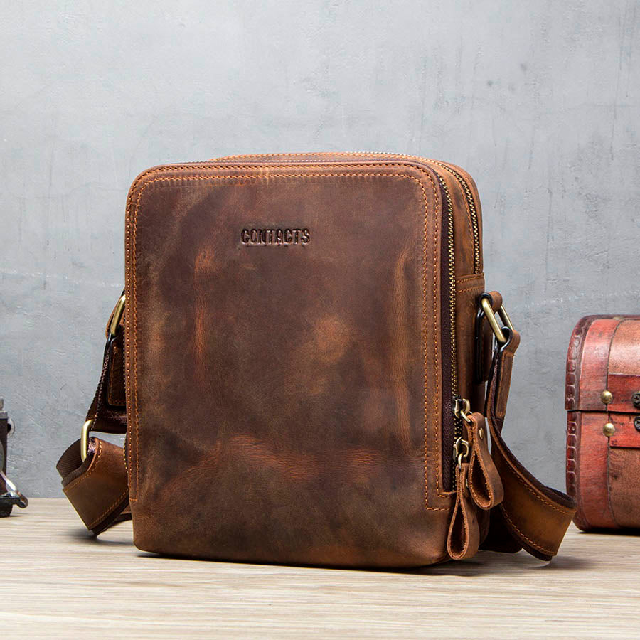 Sac bandoulière marron pour homme Lerno