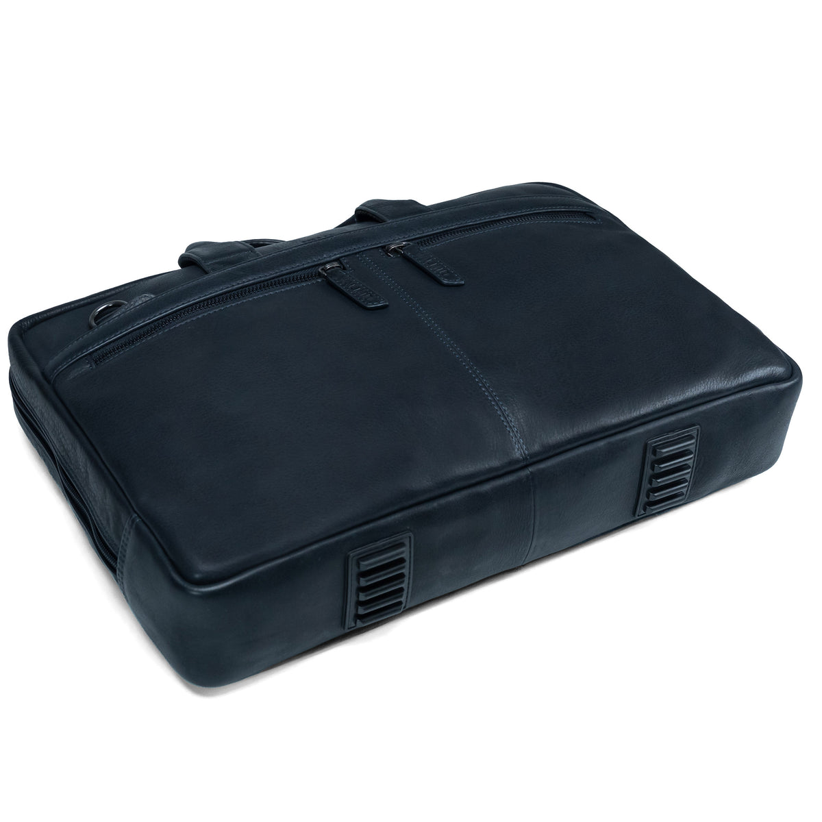 Blauwe laptoptas van volnerfleer voor heren, model Valmio Lids