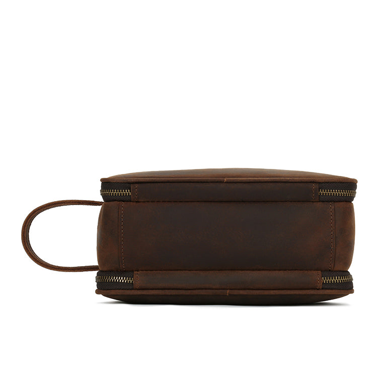 Valmio Bravado Dark Brown Leather Toiletry Bag