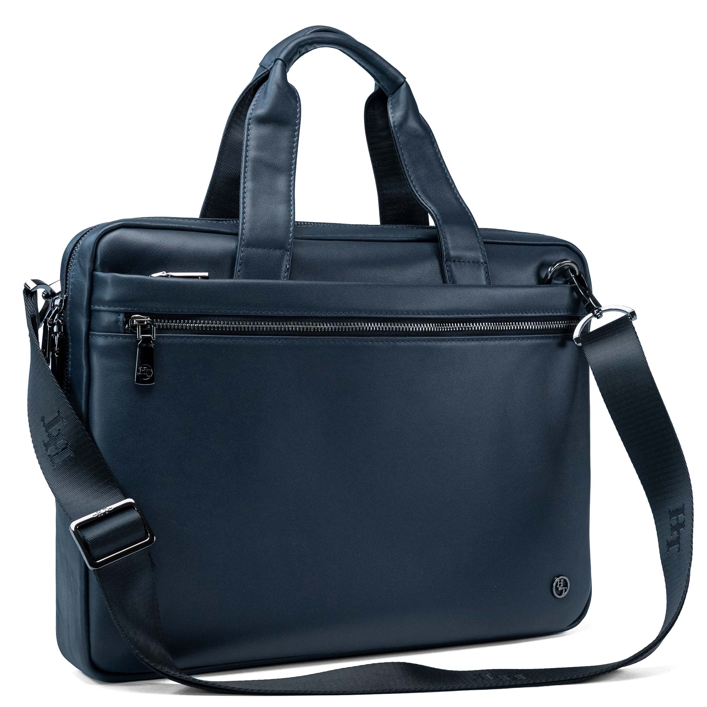 Genry leather laptop bag - blue