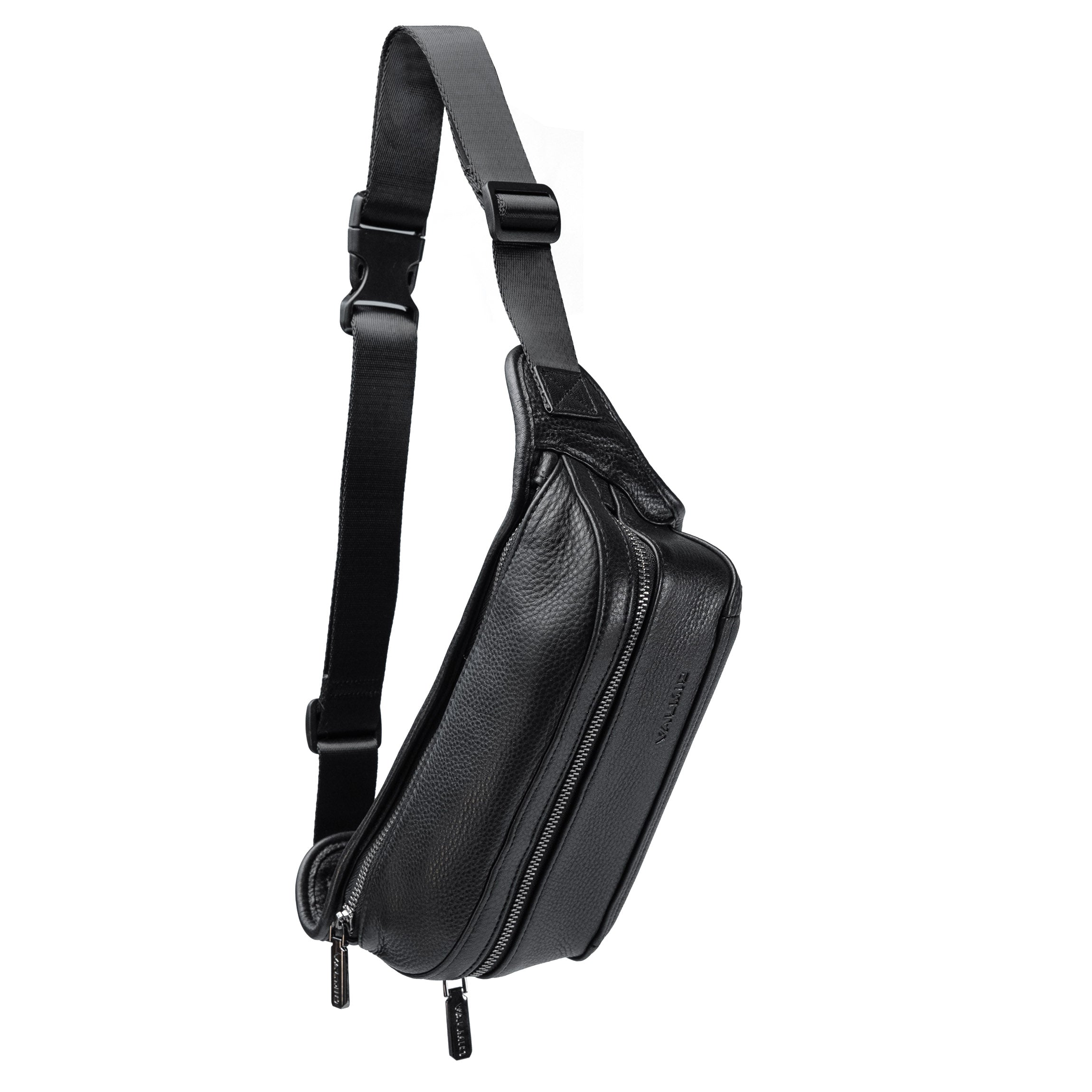 Valmio Stilor schwarze Herren Leder-Gürteltasche