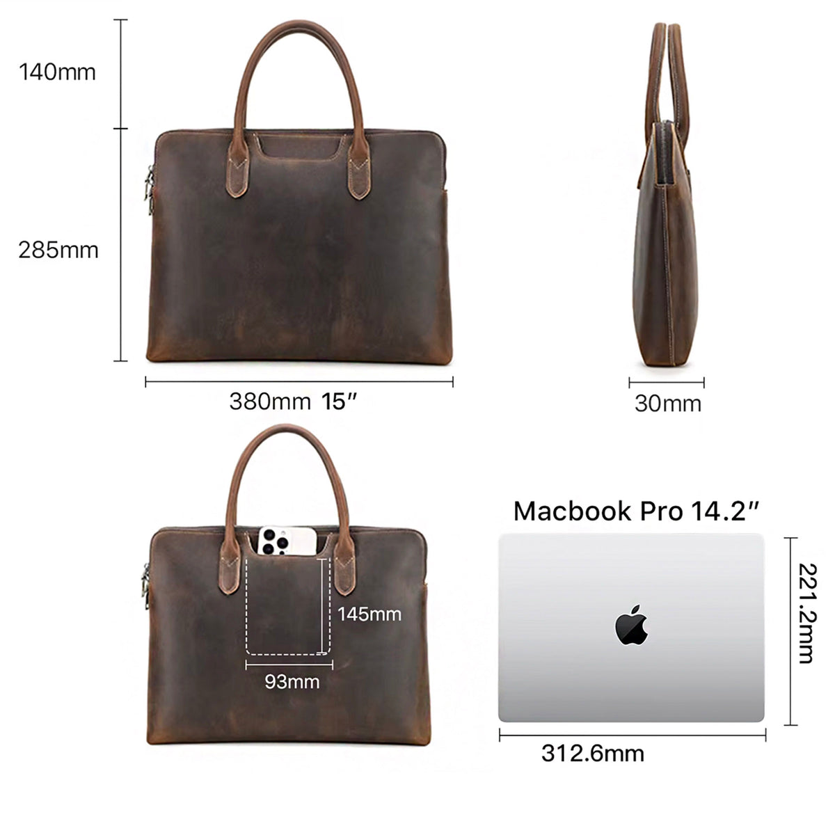 Elegante maletín de piel Ventura Slim – foto 3