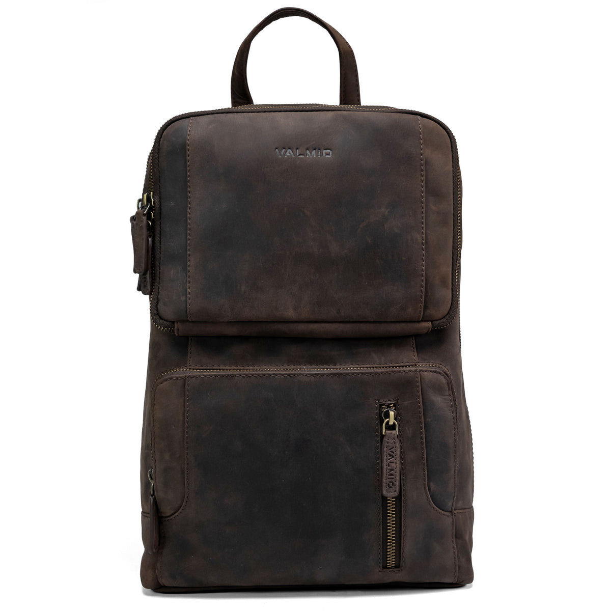 Mochila de cuero Valmio Apex marrón