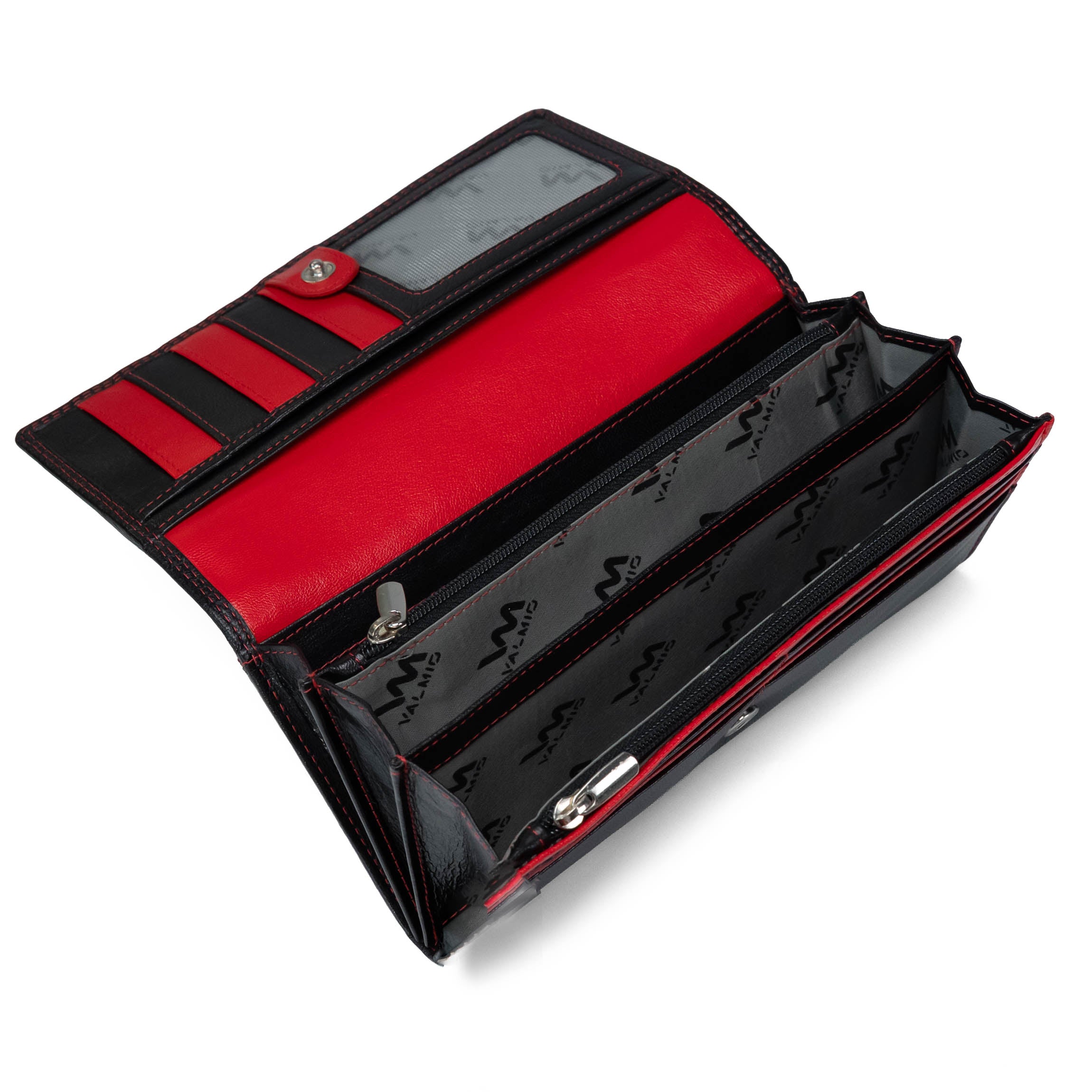 Leren damesportemonnee Valmio Benxi 2433 Zwart/Rood