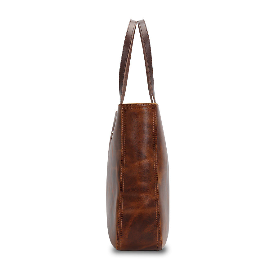 Sac cabas en cuir marron Valmio Aurelia