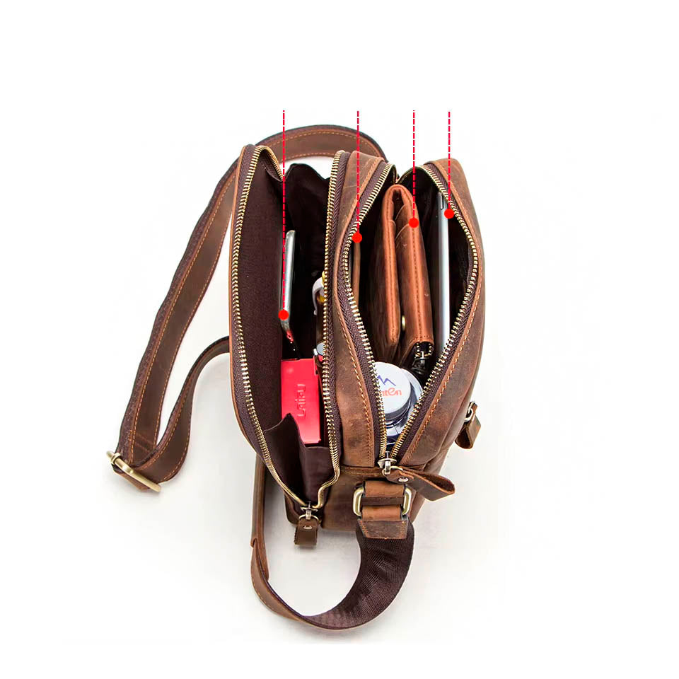 Sac bandoulière marron pour homme Lerno