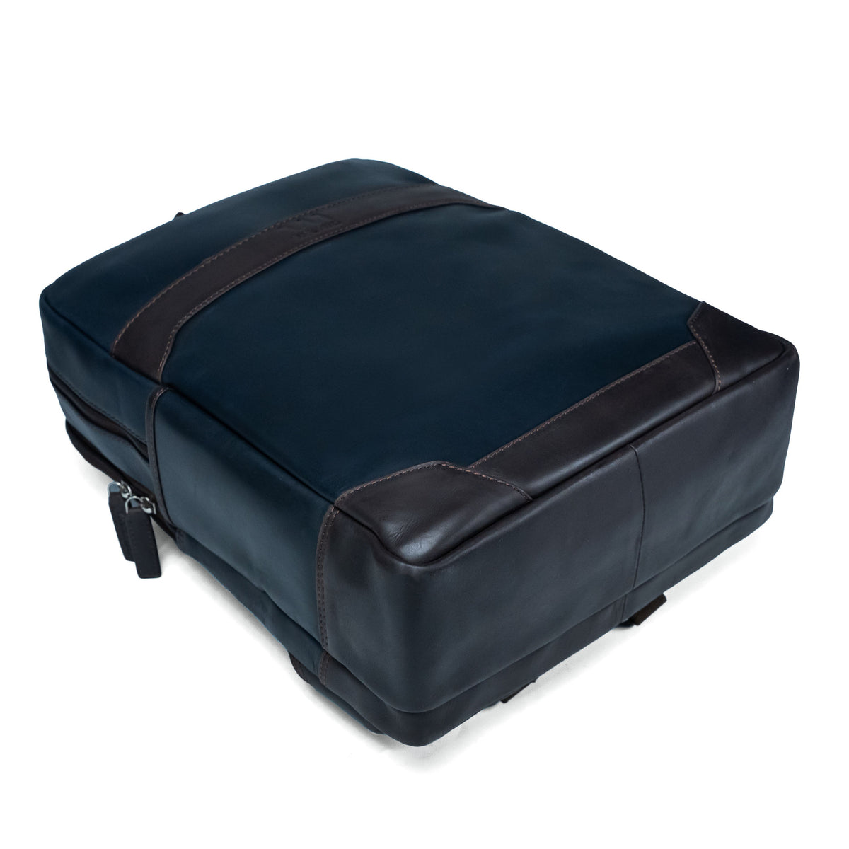 Lederrucksack Valmio York - Blau-Braun