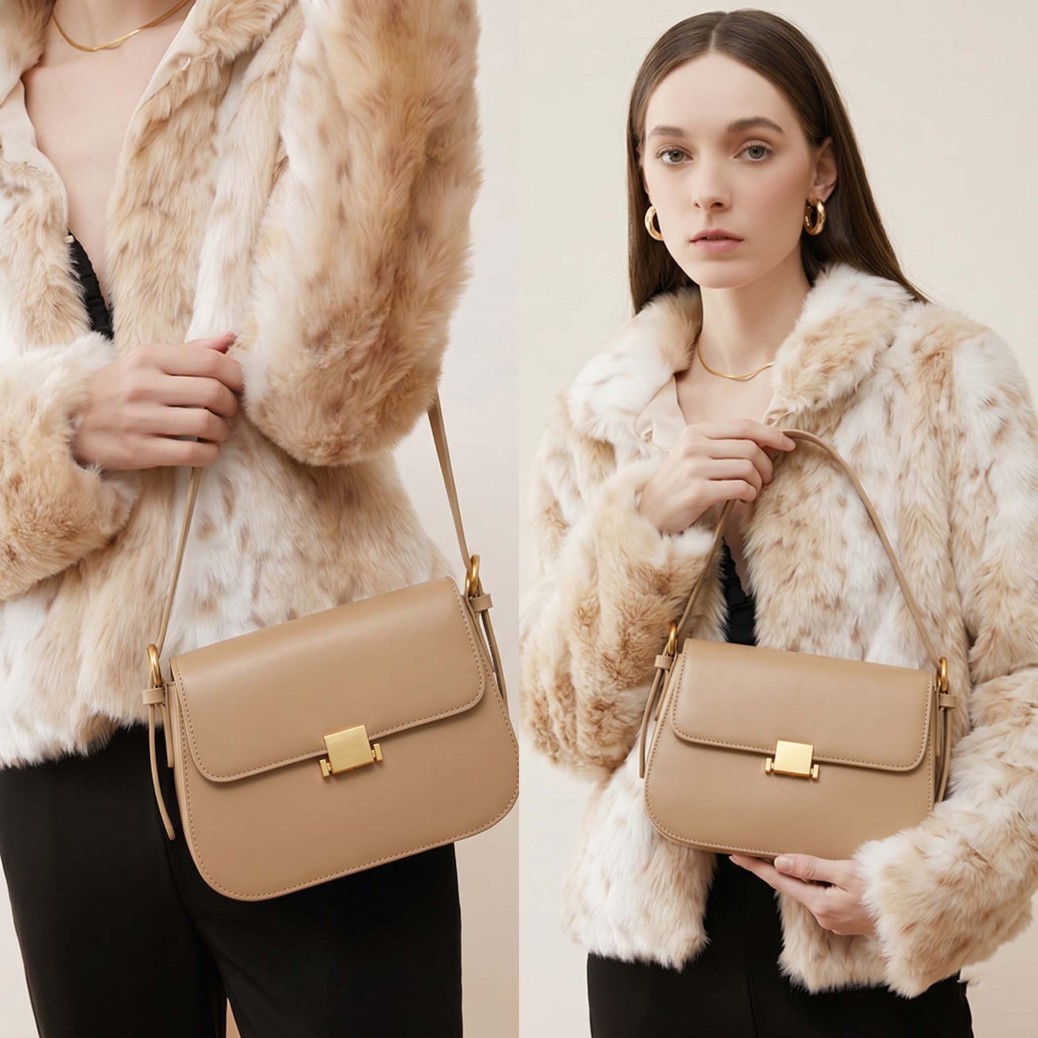 Valmio Sonora Leather Women's Bag - Beige