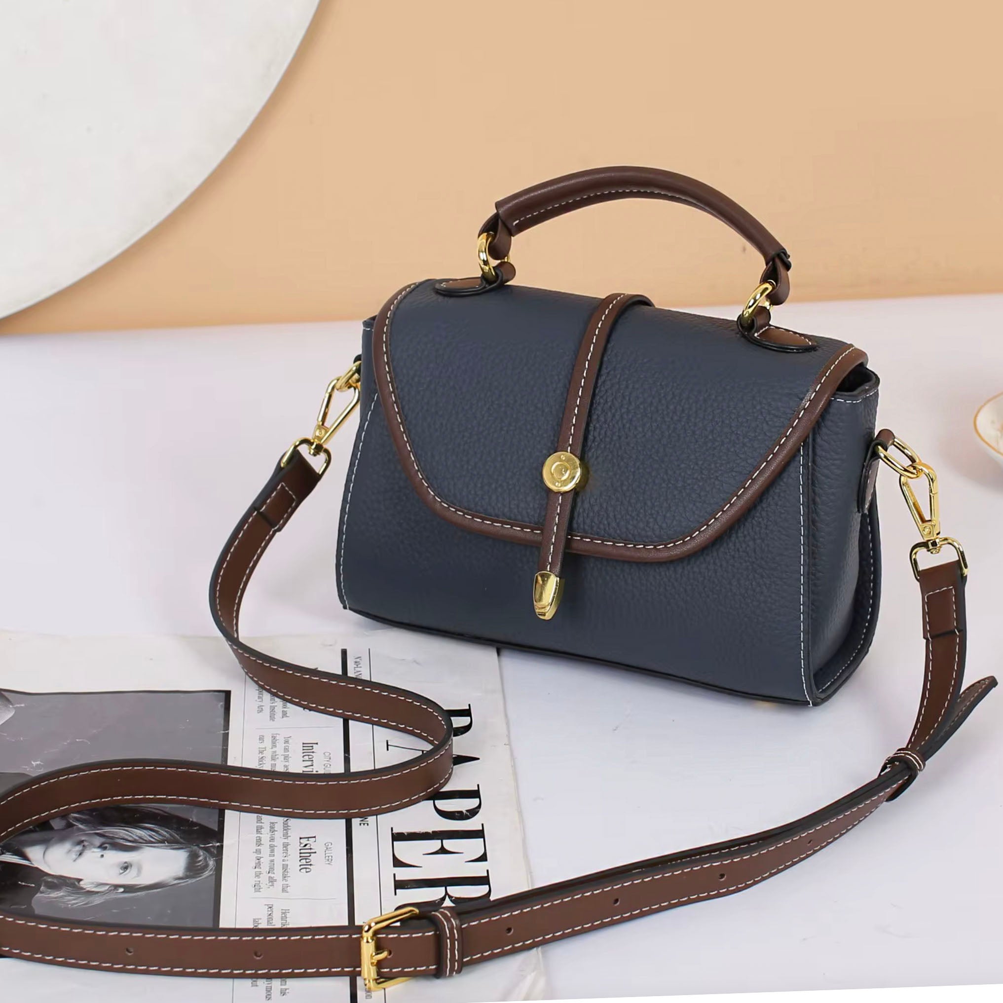 Sac femme en cuir Valmio Polina - bleu