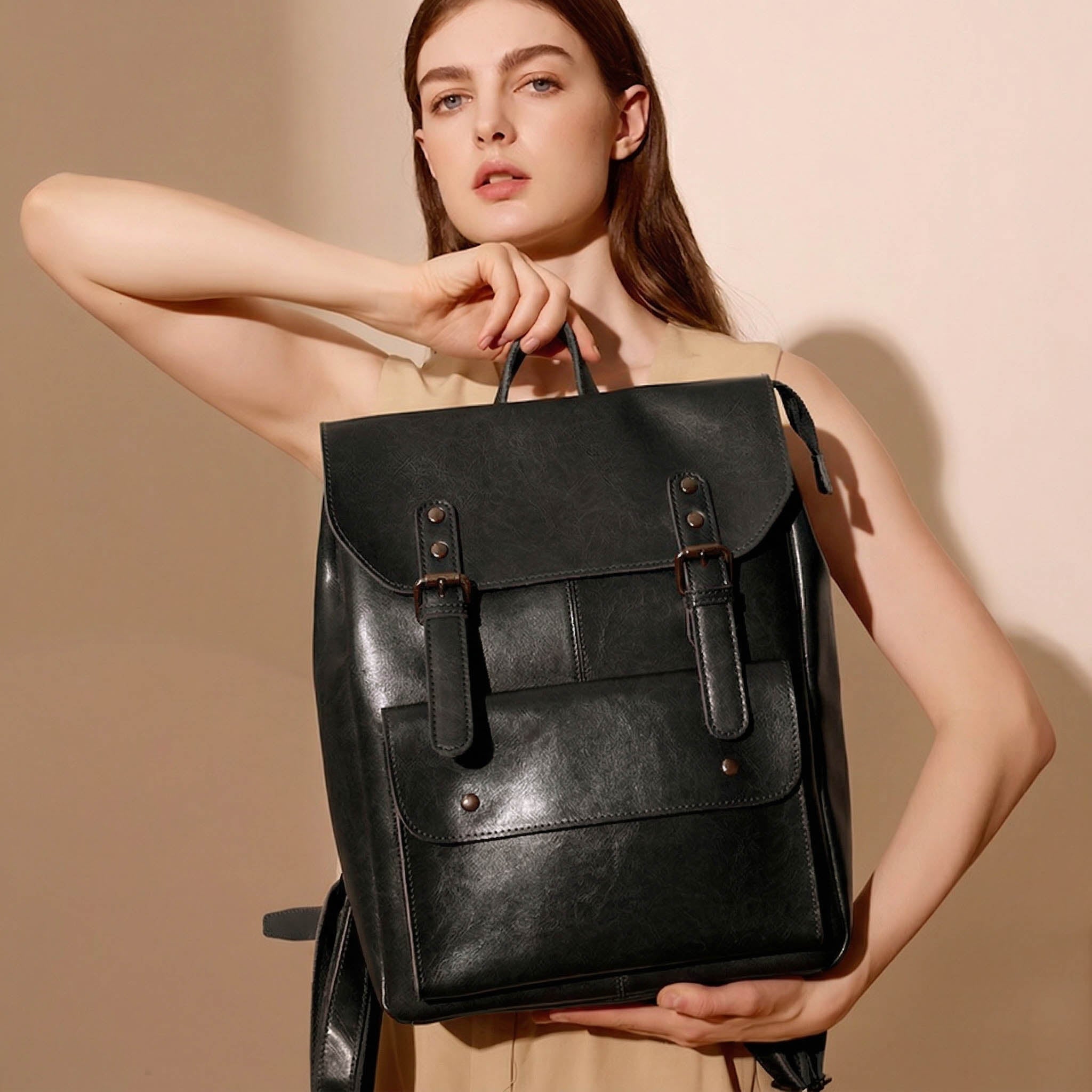 Sac à dos femme en cuir Valmio Nelora - noir
