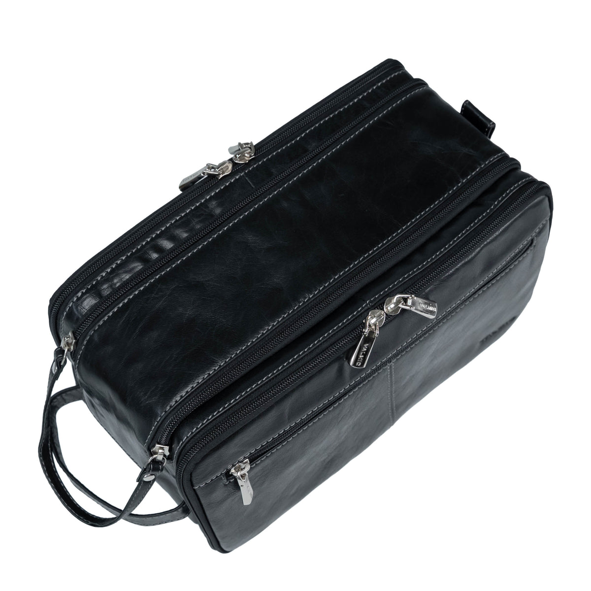 Trousse de toilette en cuir Valmio Focus noire