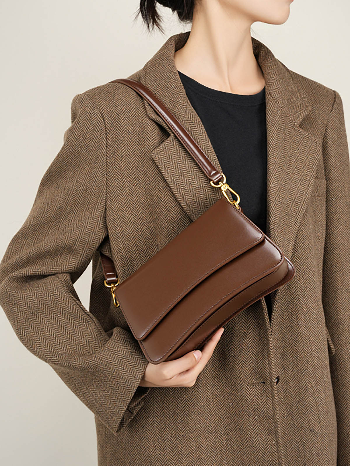 Bolso de cuero para mujer Valmio Venora - negro