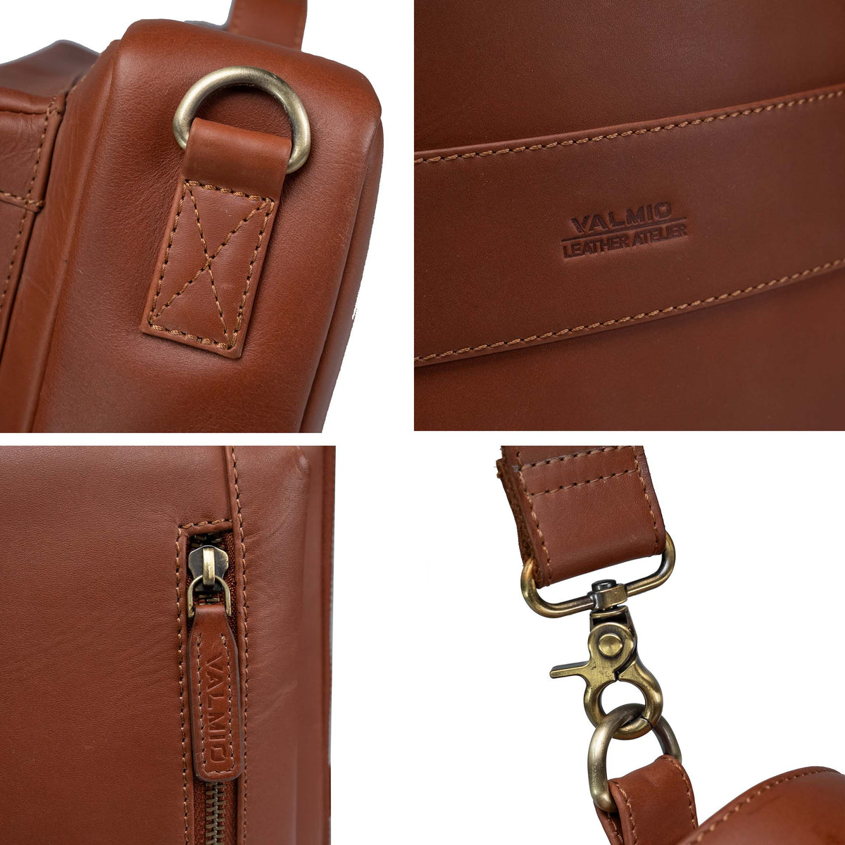 Bolso de cuero para hombre Valmio Prime color coñac