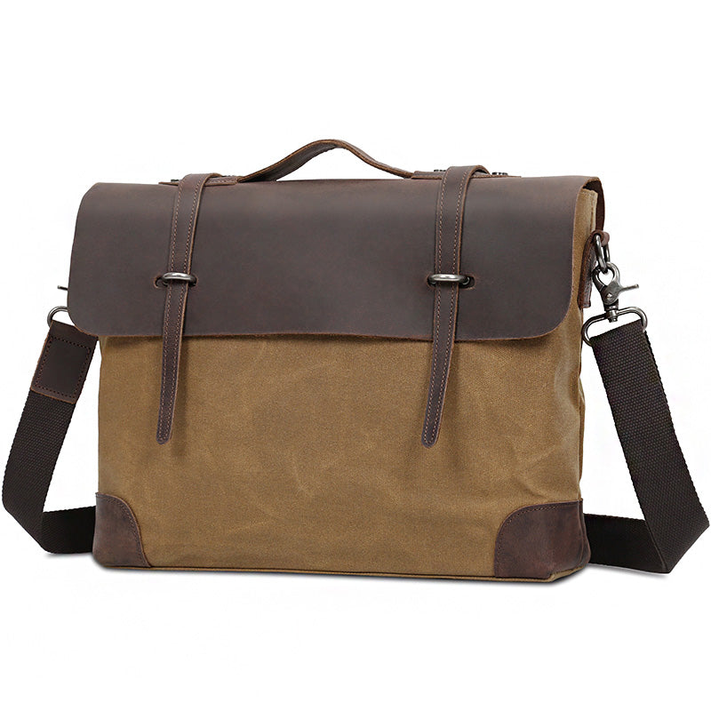 Serviette en cuir pour homme Valmio Weston – kaki sable