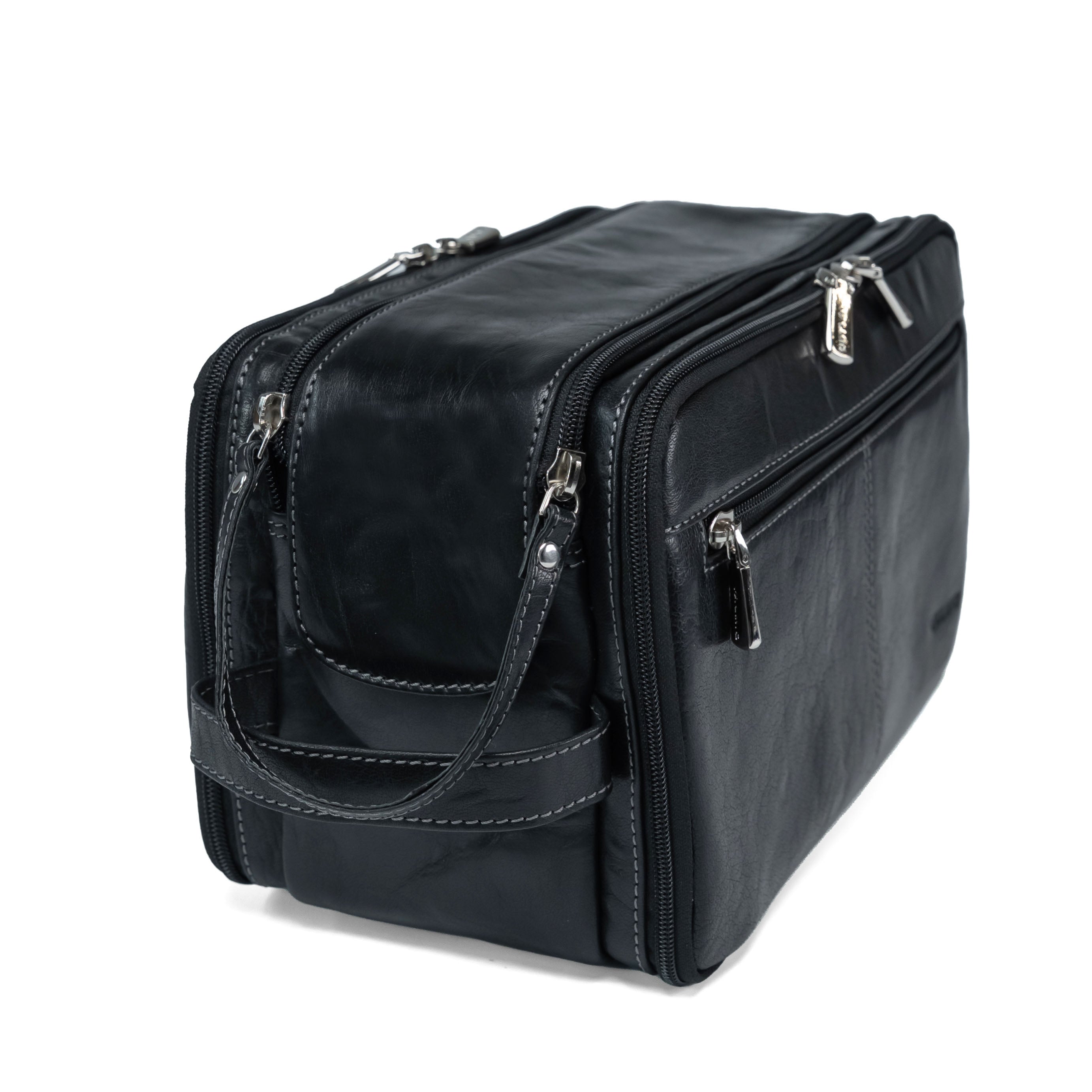 Trousse de toilette en cuir Valmio Focus noire